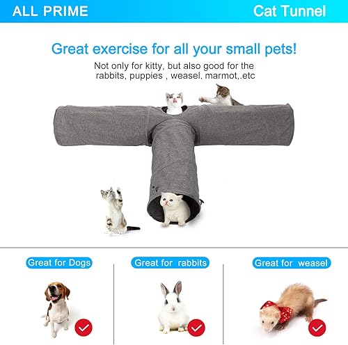 Miniatura 8 de Ownpets Cat Tunnel, 3 Way Collapsible Kitty Tunnel 47 inch Long Cat Tube with Plush Ball & Feather Toy, Cat Play Tunnel for Indoor Cat, Kitten