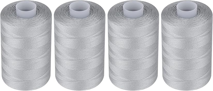 Simthread All Purpose Polyester Thread, 4 Spools 1000 Yards Each for Sewing Machine, Hand Stitching, Quilting, Serger - Beginner Supplies Gray