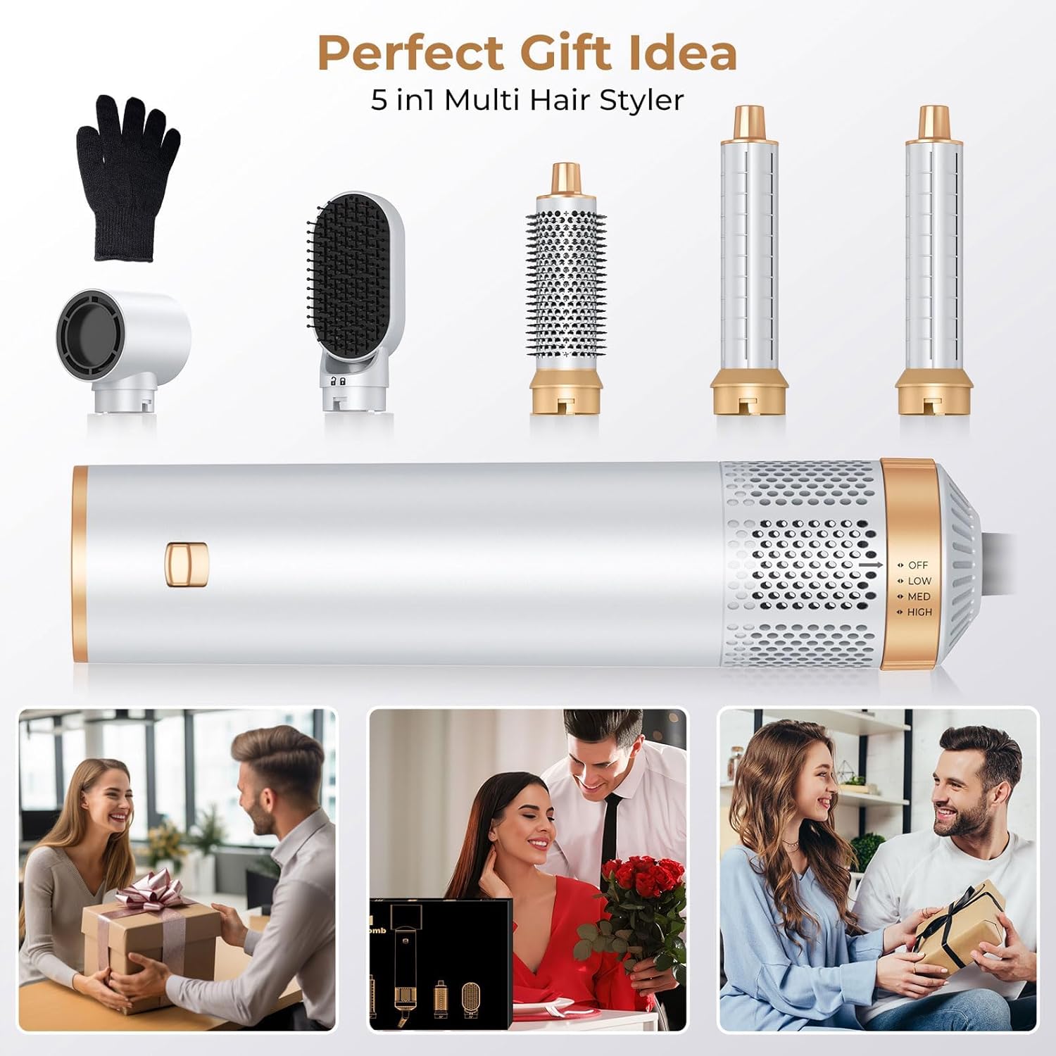 5 in 1 Hair Dryer Brush, Negative Ion Blow Dryer Brush Set Upgrade Hot Air Brush Air Styler Curling Wrap Air Curler, Curling Iron Hair Styling Tools As A Gift for Straight/Curl/Drying/Smoothing - Image 7