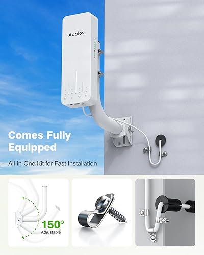 Miniatura 9 de Puente inalámbrico Gigabit CPE661 con soportes, emisoras WiFi duales, extensor WiFi punto a punto para exteriores de 1.9 mi y 5.8 GHz, no necesita