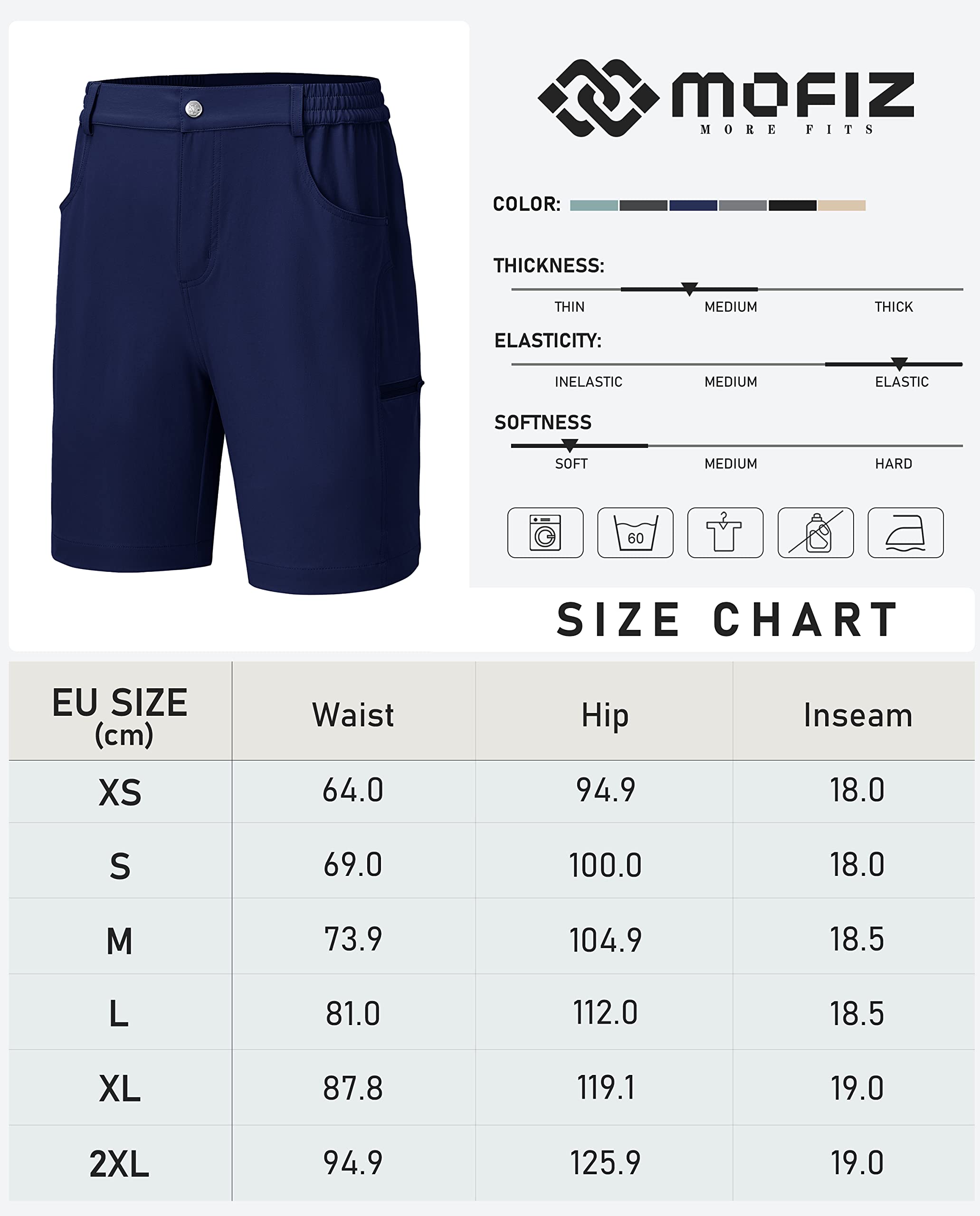 MoFiz Pantalones Cortos Cargo Mujer Hiking Shorts Ligeros Elasticos Trekking Pants de Trabajo Impermeable con Bolsillos