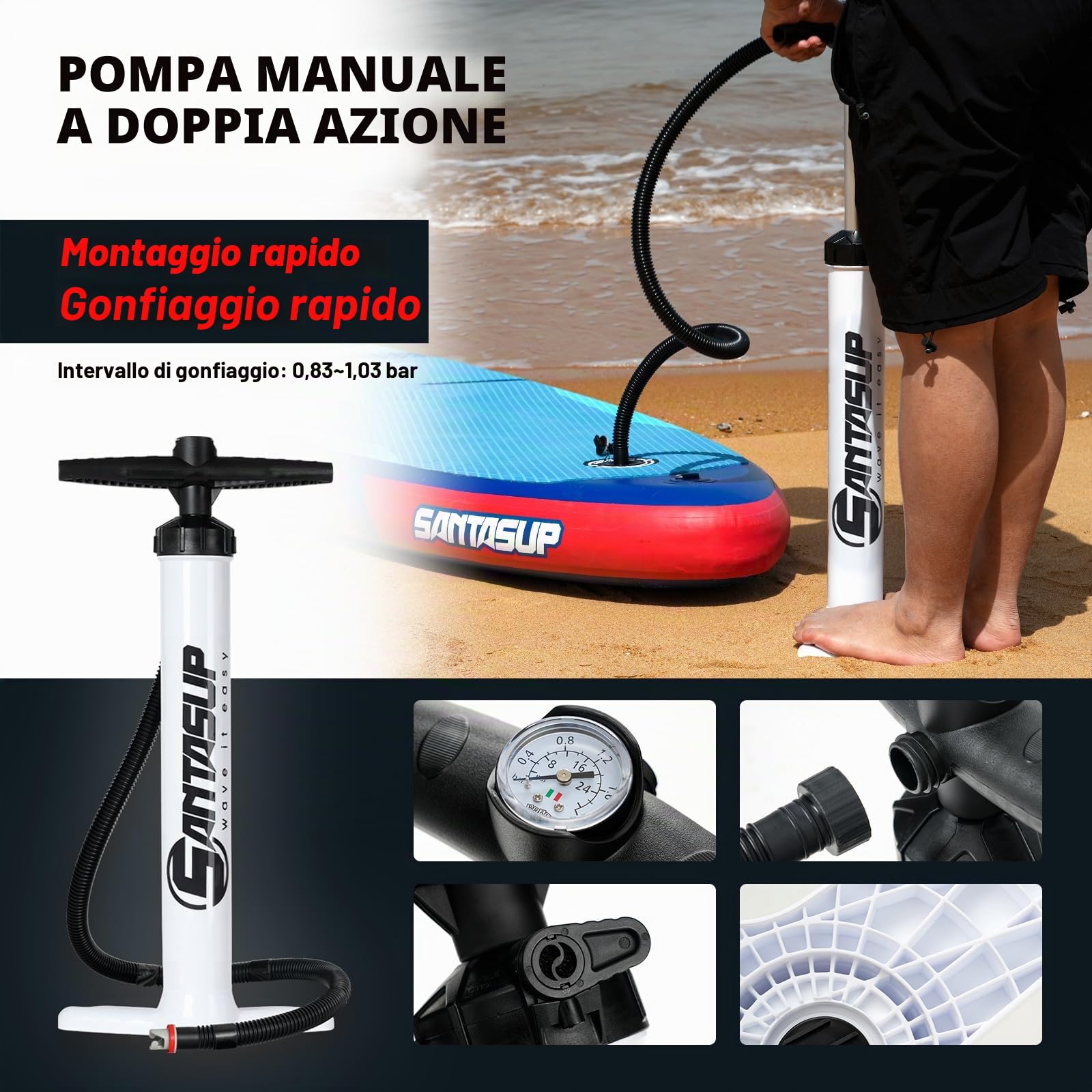Paddle gonfiabile adulti 320 cm 15 cm spessore 150 kg Ocean10'6"