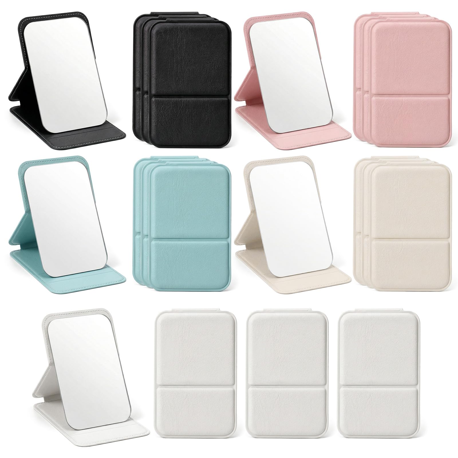 Photo 1 of 20 Pcs Compact Mirror Bulk Set, Pocket Mirror for Women Mini Mirror Travel Size, 4.2x2.76 Inch Folding Handheld Mirrors with PU Leather Shell, 5 Colors Each 4 Pcs, for Home Office Camping Party Gift