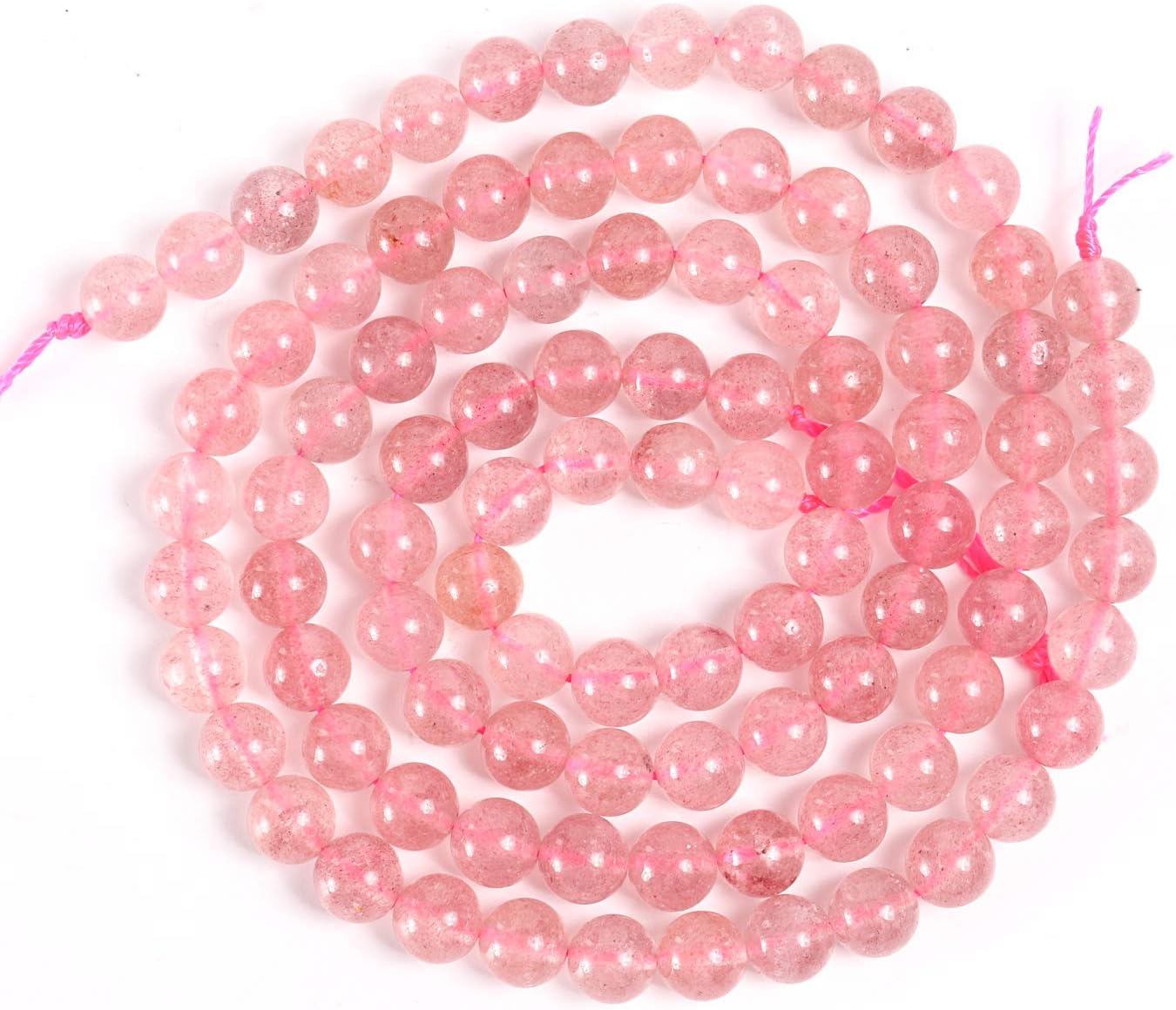 MGIE Natural Loose Round Smooth Semi-Precious Genuine Strawberry Quartz Gemstone Beads for DIY Jewelry Making Full Strand 8mm 15.5" (Approx 45pcs) Strawberry Quartz 8mm