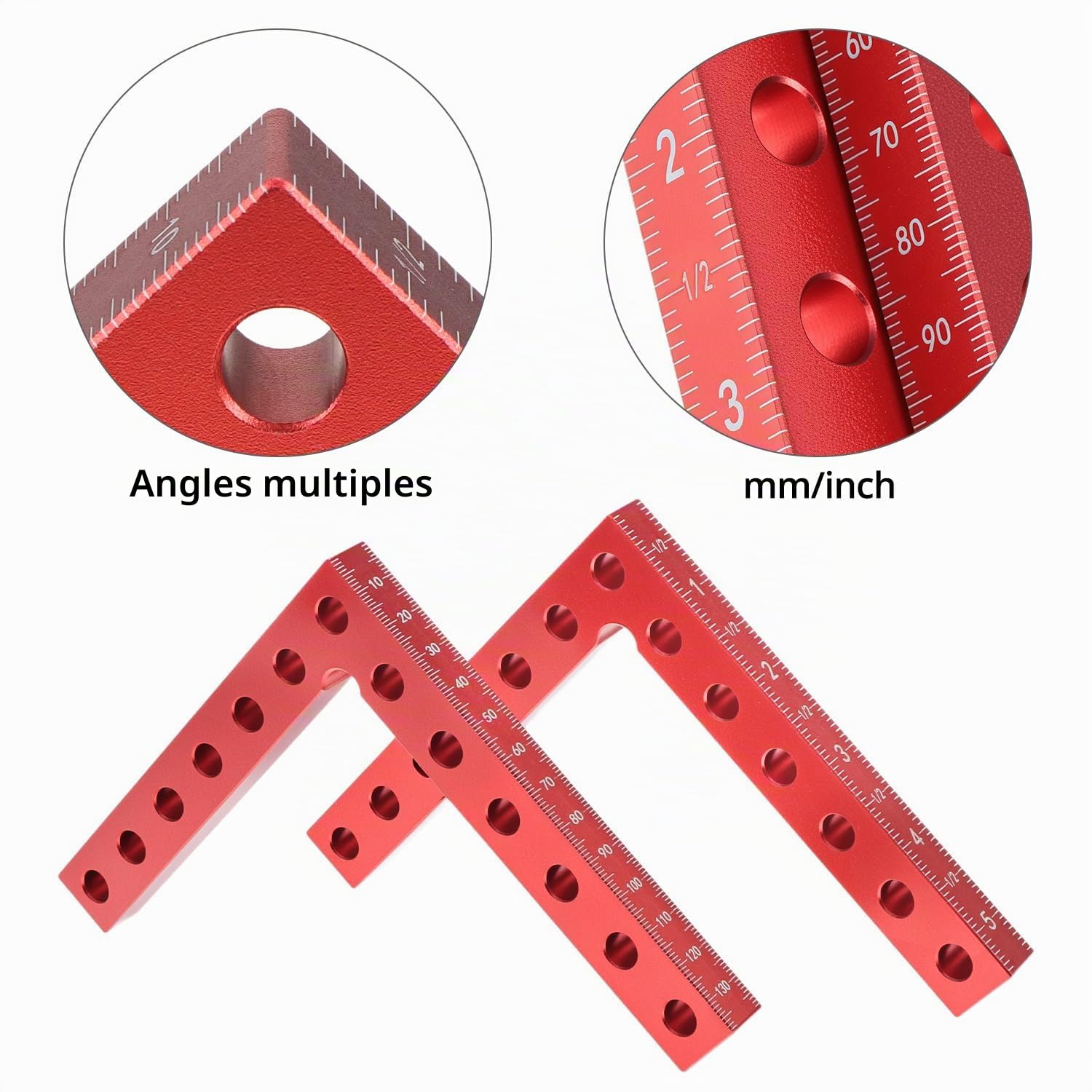 QWORK® Lot de 2 Équerres de Positionnement à 90Degrés en Alliage d'Aluminium, Outils de Travail du Bois pour le Armoires, les Cadres Photo, les Boîtes (140 mm)