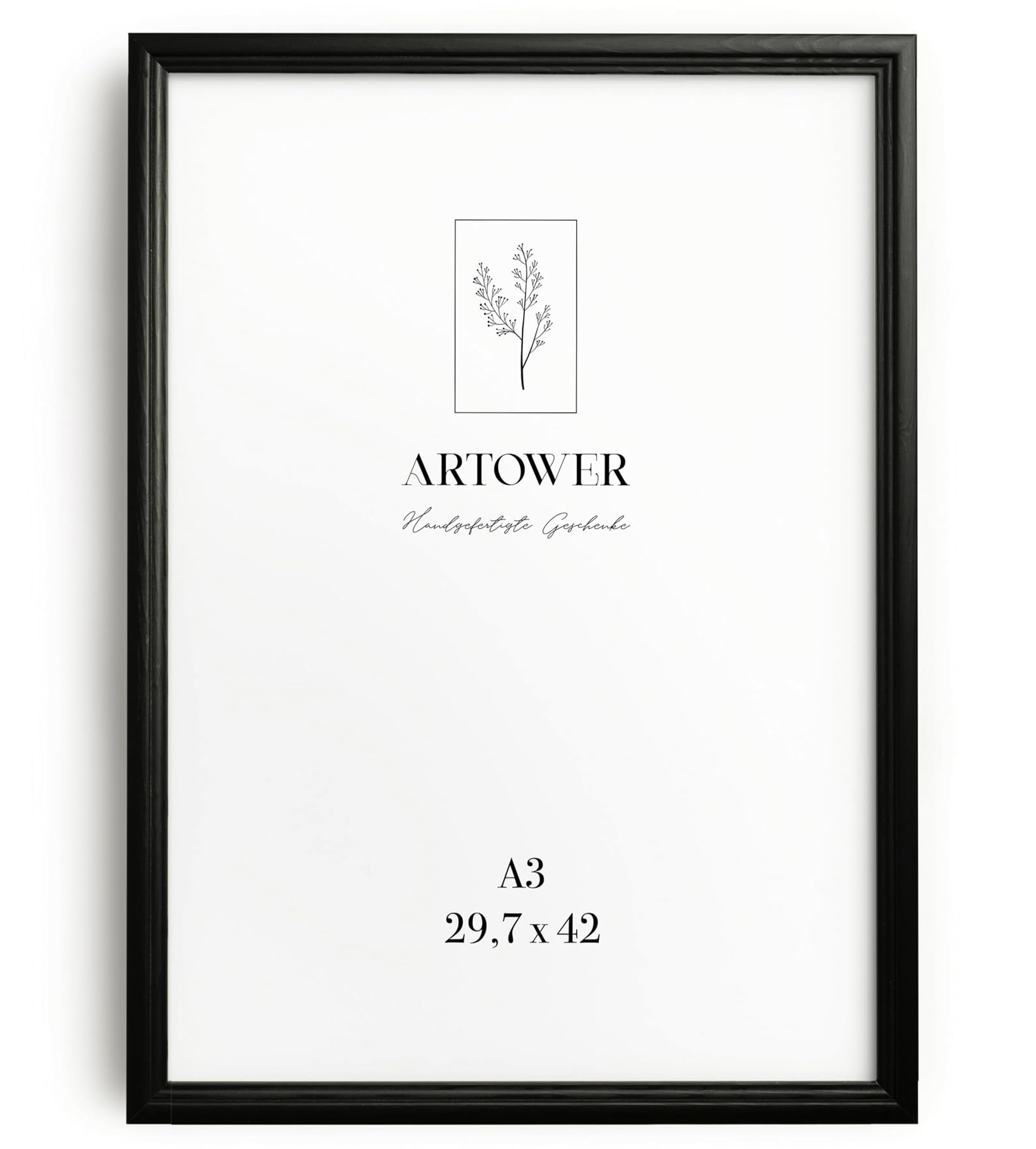 Artower® Bilderrahmen Vintage Schwarz Holz Rahmen für DIN A3 29,7 x 42 cm | Posterrahmen Groß Collage | Picture Frame Vintage Black Wood 30x42 cm | Retro Schmal Bilderrahmen | Schwarz Poster Rahmen