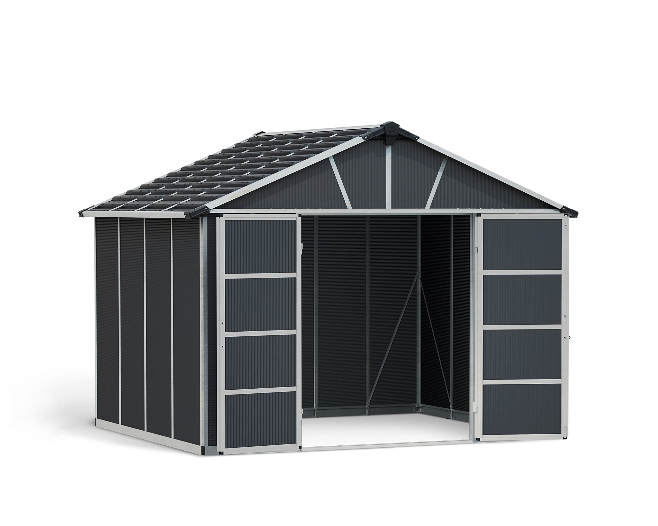 Canopia by Palram Abri de jardin en Kit Yukon 9m², Cadre en aluminium, panneaux en polycarbonate, Gris
