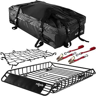 Sponsored Ad - PINGDIR Rooftop Cargo Carrier Basket 55" X 39" X 6" Universal Roof Rack Cargo Carrier, Waterproof Bag 44 * ...