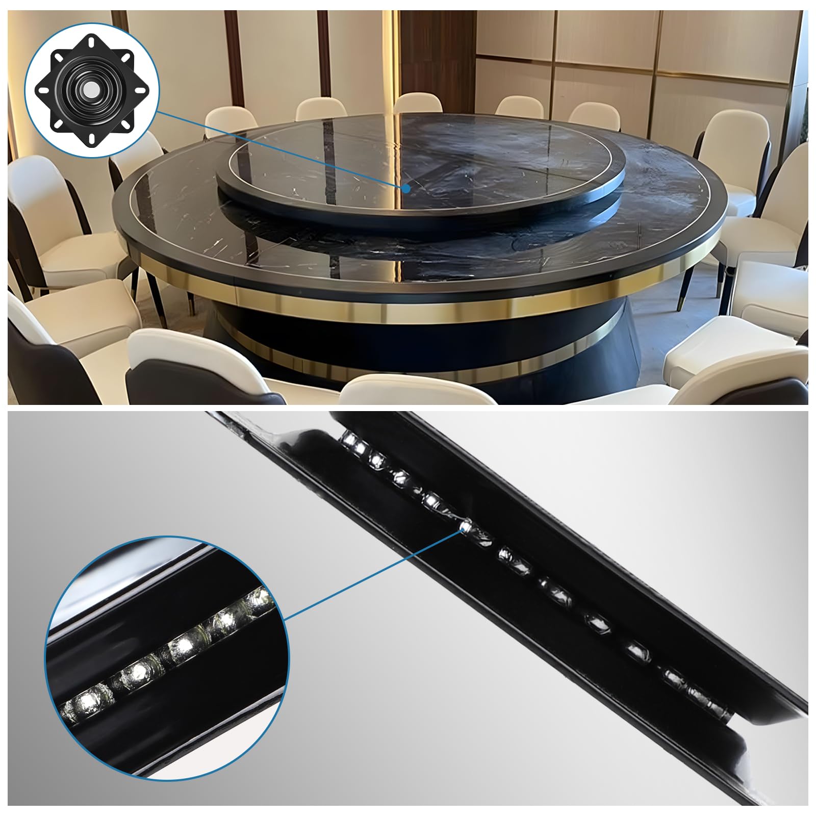 LALAGO Table Tournante de Chaise Pivotante, Plateau Tournant Roulement à Billes, 246 * 246 * 22,6mm, Plateau Tournant à Roulement à Billes à 360 °, pour Tabourets Tables Étagères TV (10 inch)