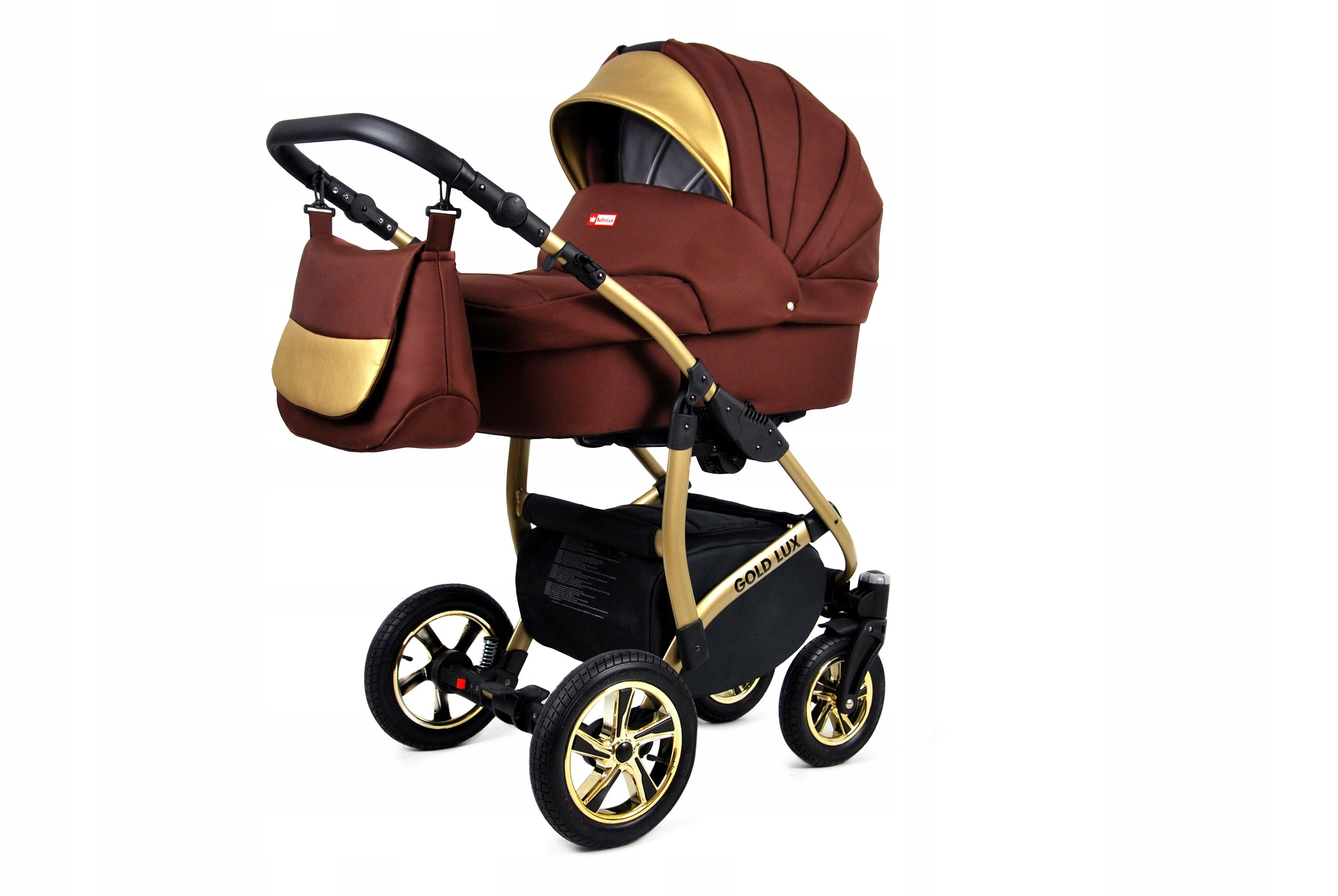 BabyLux® Carrito de Bebé Sistema de Viaje Set 3 en 1 - Gold Lux - incl. Capazo, Silla de Paseo, Silla Coche - Cochecito - con Bolso cambiador, Cubierta para la lluvia, Mosquitera etc.
