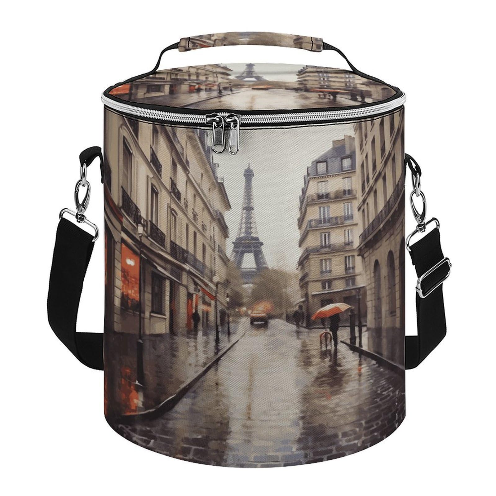 Rainy Street in Paris - Bolsa térmica suave con múltiples bolsillos, bolsa de playa aislada a prueba de fugas, hielera plegable para playa, viajes, trabajo
