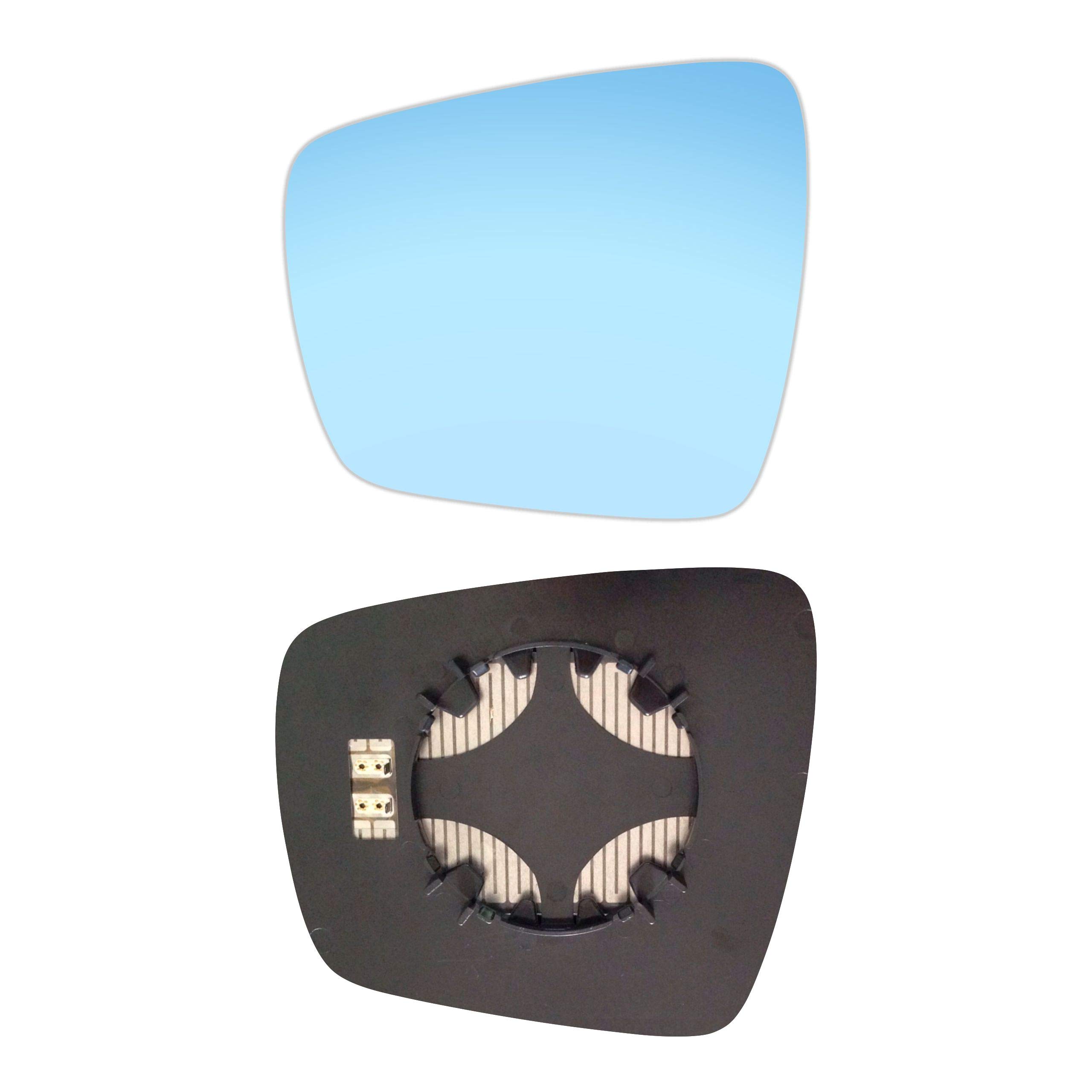 Left Blue Driver's Side Mirror Glass with Plate and Heater #AM-RTKR15-LCBH