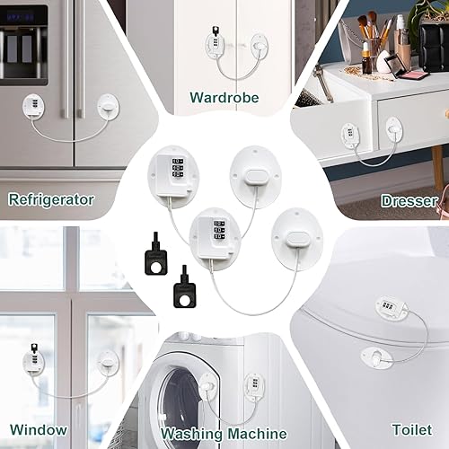 Miniatura 6 de Cerradura de puerta de refrigerador sin llave, cerradura de refrigerador a prueba de combinación de cerradura de cajón de archivos, cerraduras de