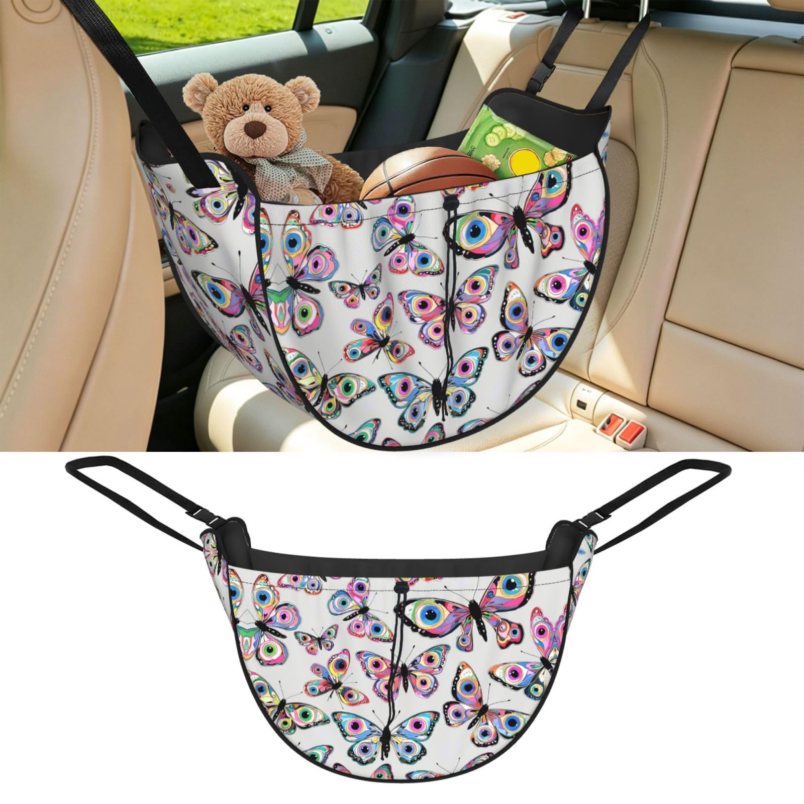 Cntdbu Black Eye Butterfly Car Seat Organizer-Backseat Storage Bag For Travel