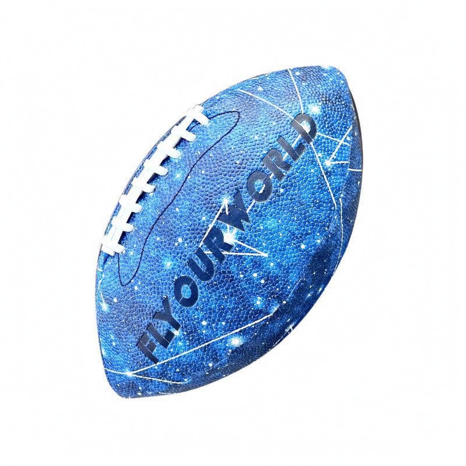 American Football Reflective Finish Synthetic Leather Football Sparkling Blue Training Ball F6-image-35