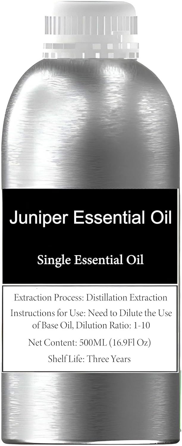 100% Pure Juniper Berry Essential Oil for Aromatherapy, Diffuser, Skin Care, Candle Soap Making, 16.9 oz Premium Organic Juniper Berry Oil, Natural Fragrance Oil for Stress Relief, Undiluted Aroma Oil