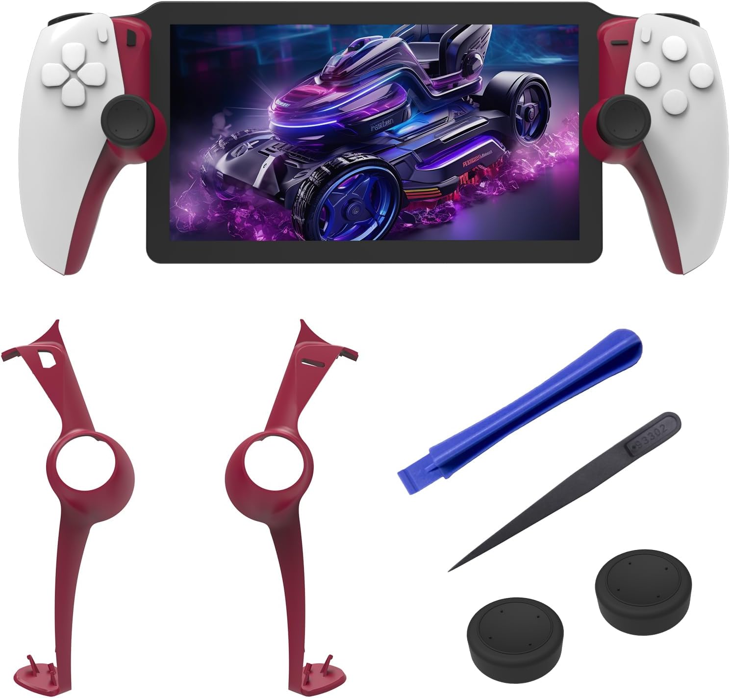 Pidynx Controller Replacement Shell for PS Portal, Personalized and Eye-catching Custom Design, Easy Install, Including Tool Kit and 2 Thumb Grips (Ruby Coral Glow)