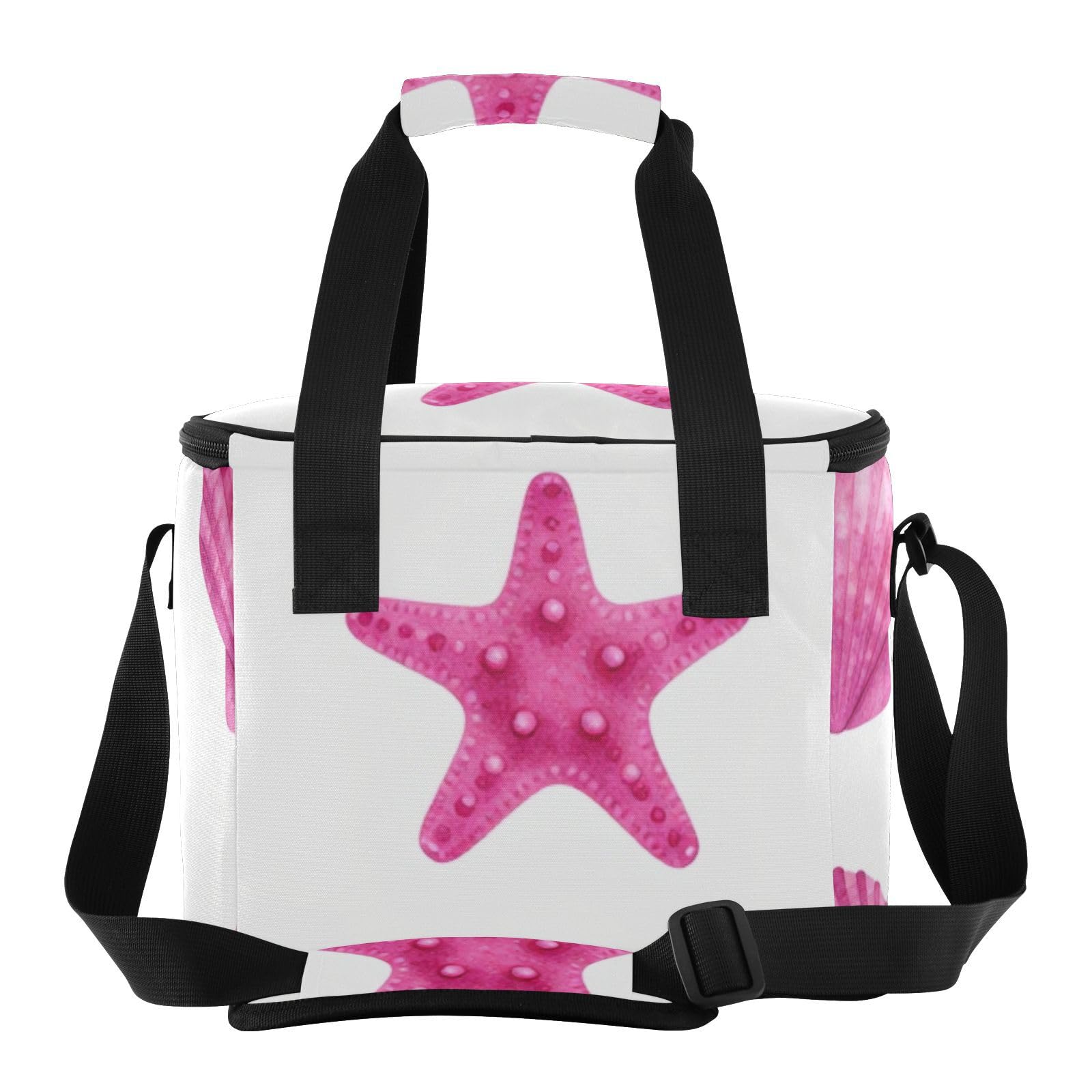 Wudan Blush starfishes Shell Coastal handheld cooler tote 600D Oxford Fabric Potluck Party Office Workers