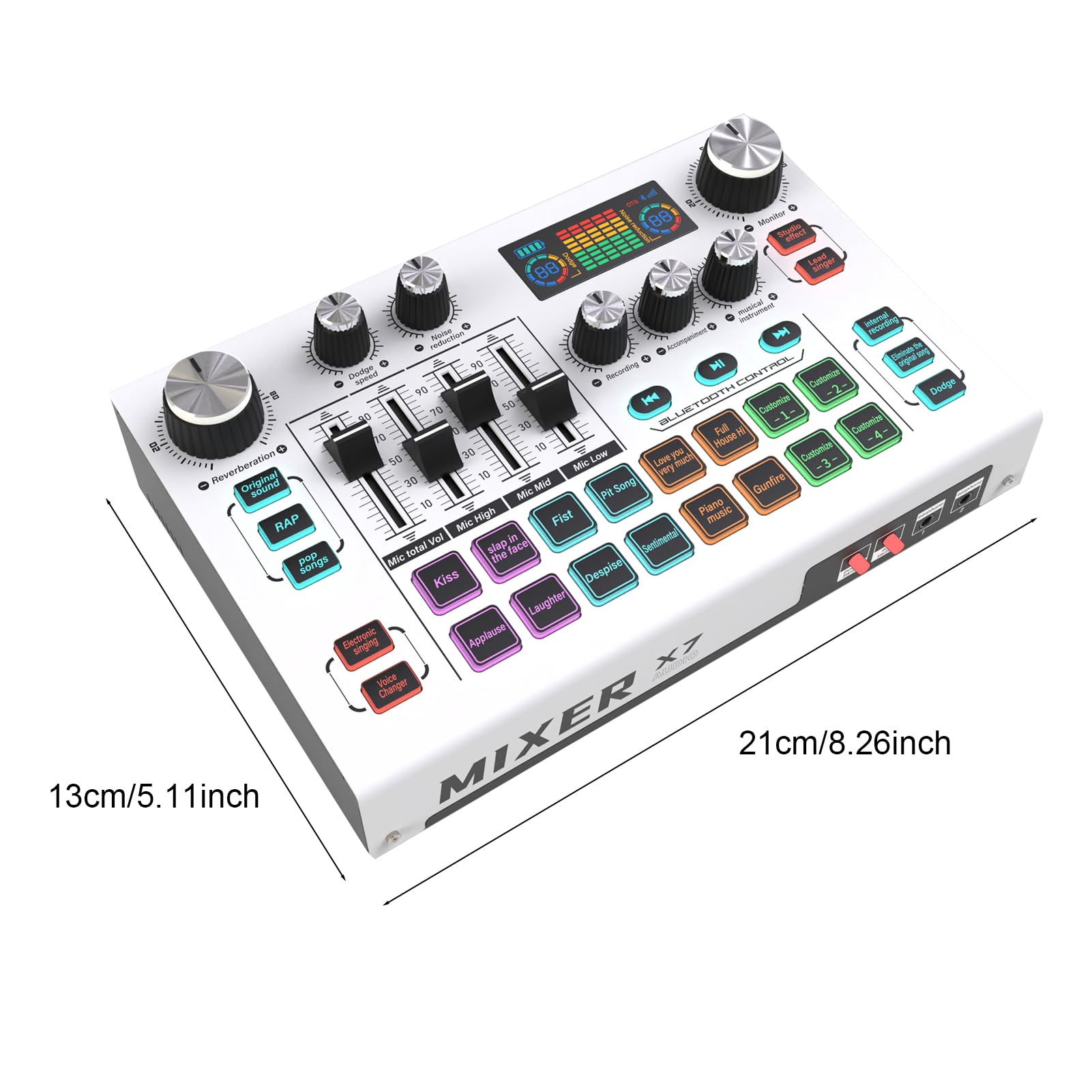 Docooler Mixeur Audio, Mixeur PC pour Streaming de Jeux avec Curseur, Interface Microphone XLR, Surveillance, pour Enregistrement de Voix/Jeux/Podcast, Table de Mixage Audio avec Multiples Effets