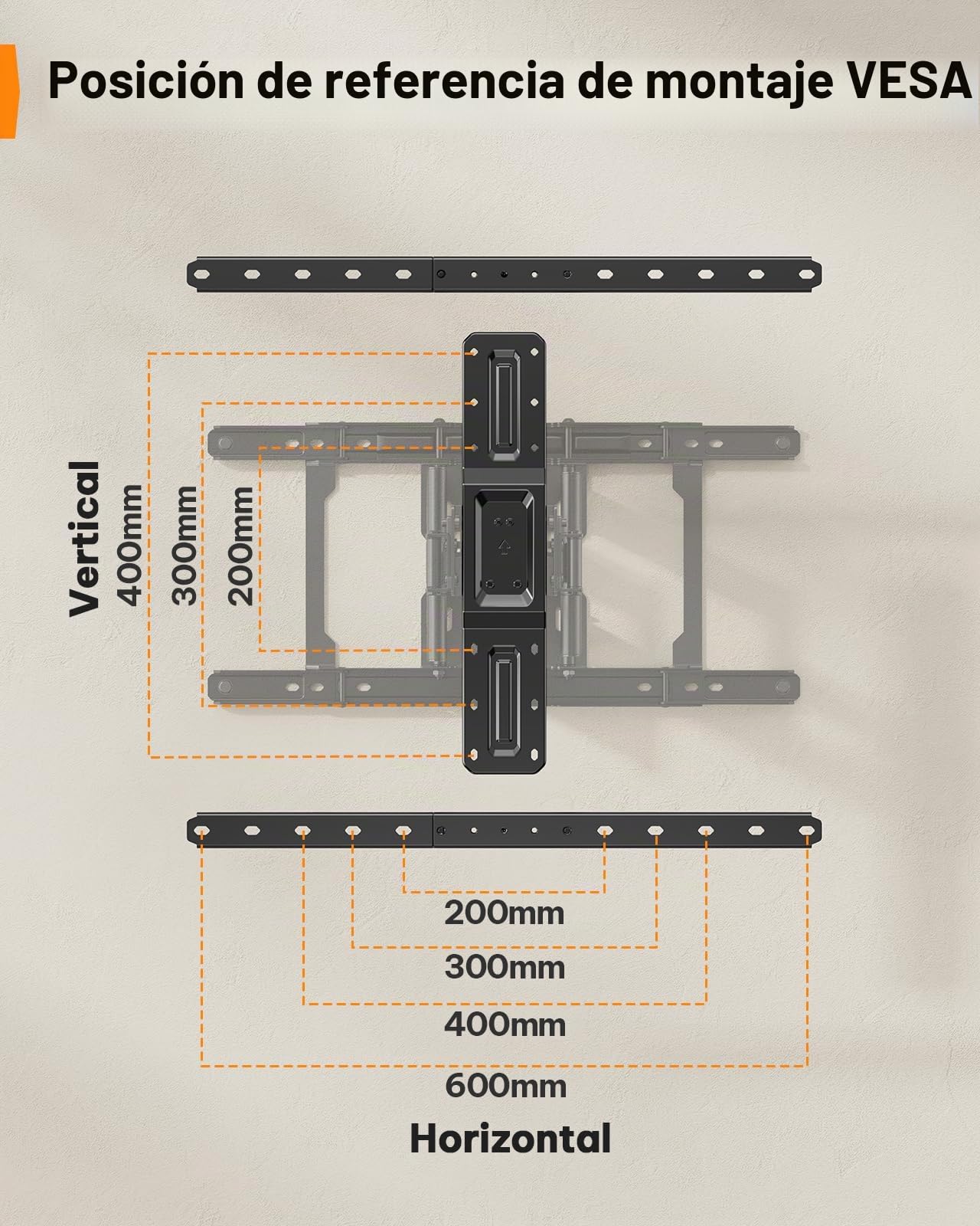 Perlegear Soporte TV Pared Ultra Delgado, Perfil Bajo 27,9 mm para TVs 42"-90", Soporte TV con Movimiento Compl y Brazos Articulables Dobles, Giro e Inclin, VESA Máx 600x400 mm, Capacidad 60 kg