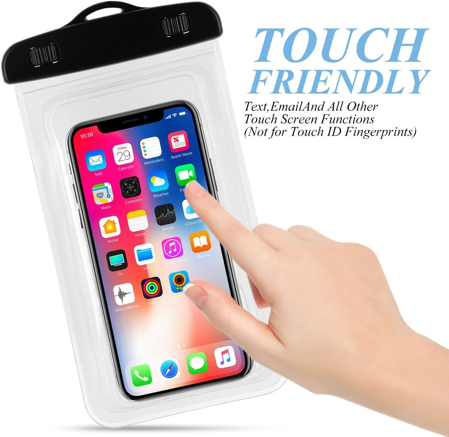 WAAO Universal Waterproof Case, IPX8 Waterproof Phone Pouch Dry Bag with ARM Band, Lanyard Compatible for iPhone Xs Max X 8 7 6S 6 Plus Galaxy s9/s8 Google Pixel Huawei Oneplus (Clear)