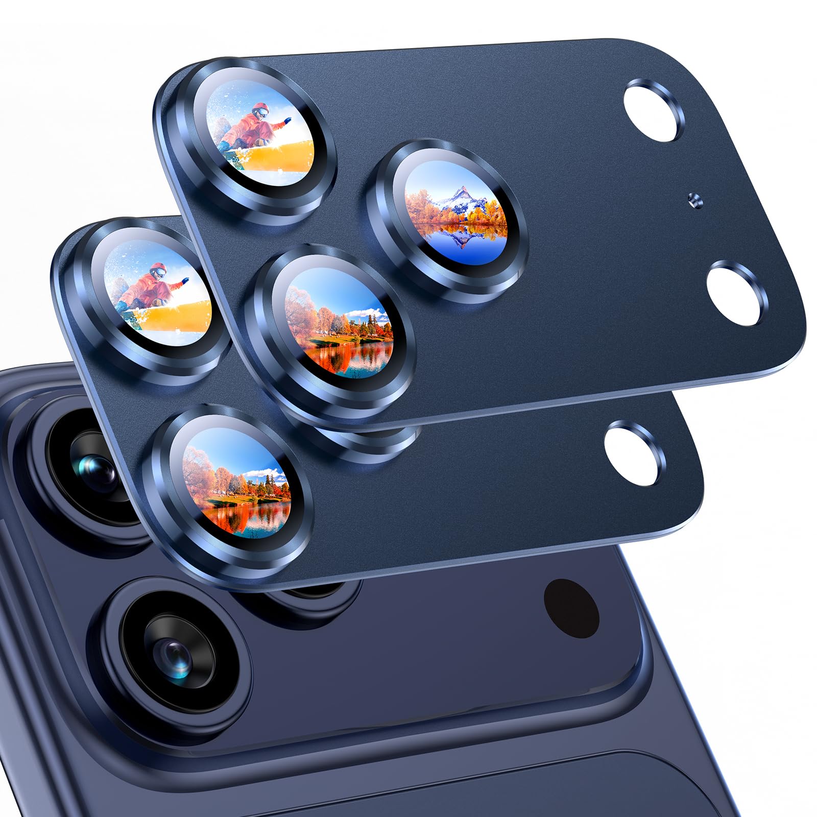 Uyiton Compatible with iPhone 17 Pro Camera Lens Protector - [Not Easy to Break][Strong Adsorption][Case-Friendly] Metal Tempered Glass Rear Camera