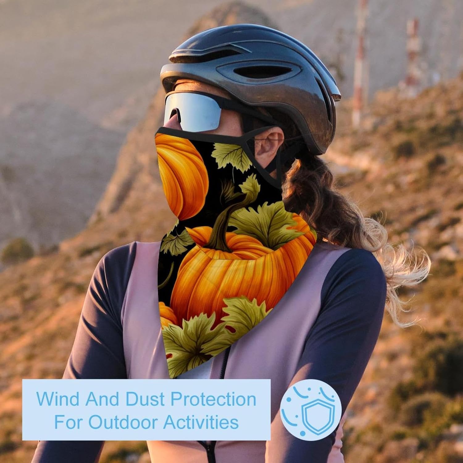 4 Pack Thanksgiving Pumpkin Neck Gaiter Face Cover Scarf, Breathable Sun & Wind-proof for Skiing Fishing Hiking Cycling