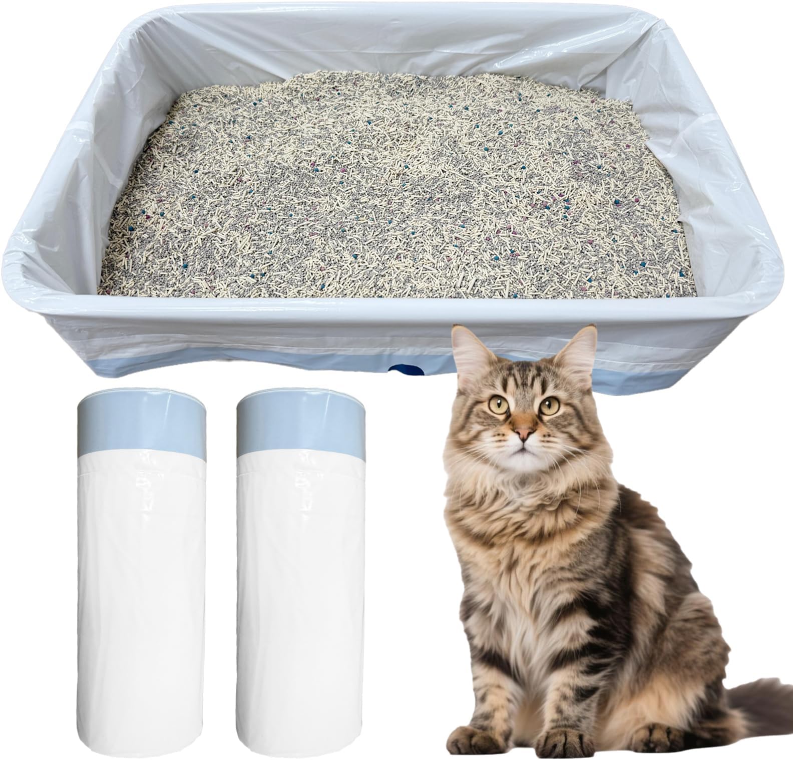 20 Count Jumbo Cat Litter Box Liners, 37"x18" Large Cat Litter Trash Bags with Drawstring, Tear Resistant Thick Kitty Box Pan Liners, Pet Supplies