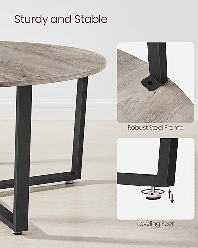 Miniatura 5 de VASAGLE ALINRU - Mesa redonda de café, mesa de cóctel de estilo industrial, marco de metal duradero, fácil de montar, para sala de estar, 34.6