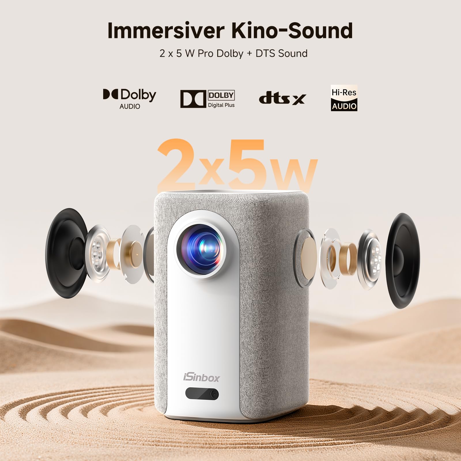Beamer 4K mit Netflix, iSinbox 1200ANSI 4K Heimkino & Outdoor kurzdistanz Beamer, Smart projektor mit Dolby Audio, Autofokus & Trapezkorrektur, WiFi 6＆ Bluetooth 5.4, HDR10+, Dual-Mode Standfuß