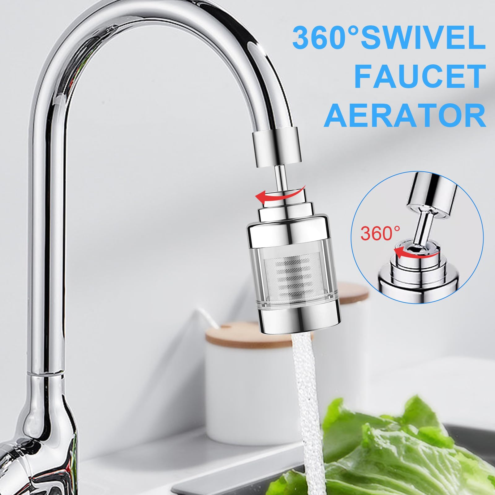 Tap Aerator, Kitchen Tap Water Filter Nozzle For 22mm UK, Easy Install Faucet Filter Attachment for Hard Water Purification - Image 4