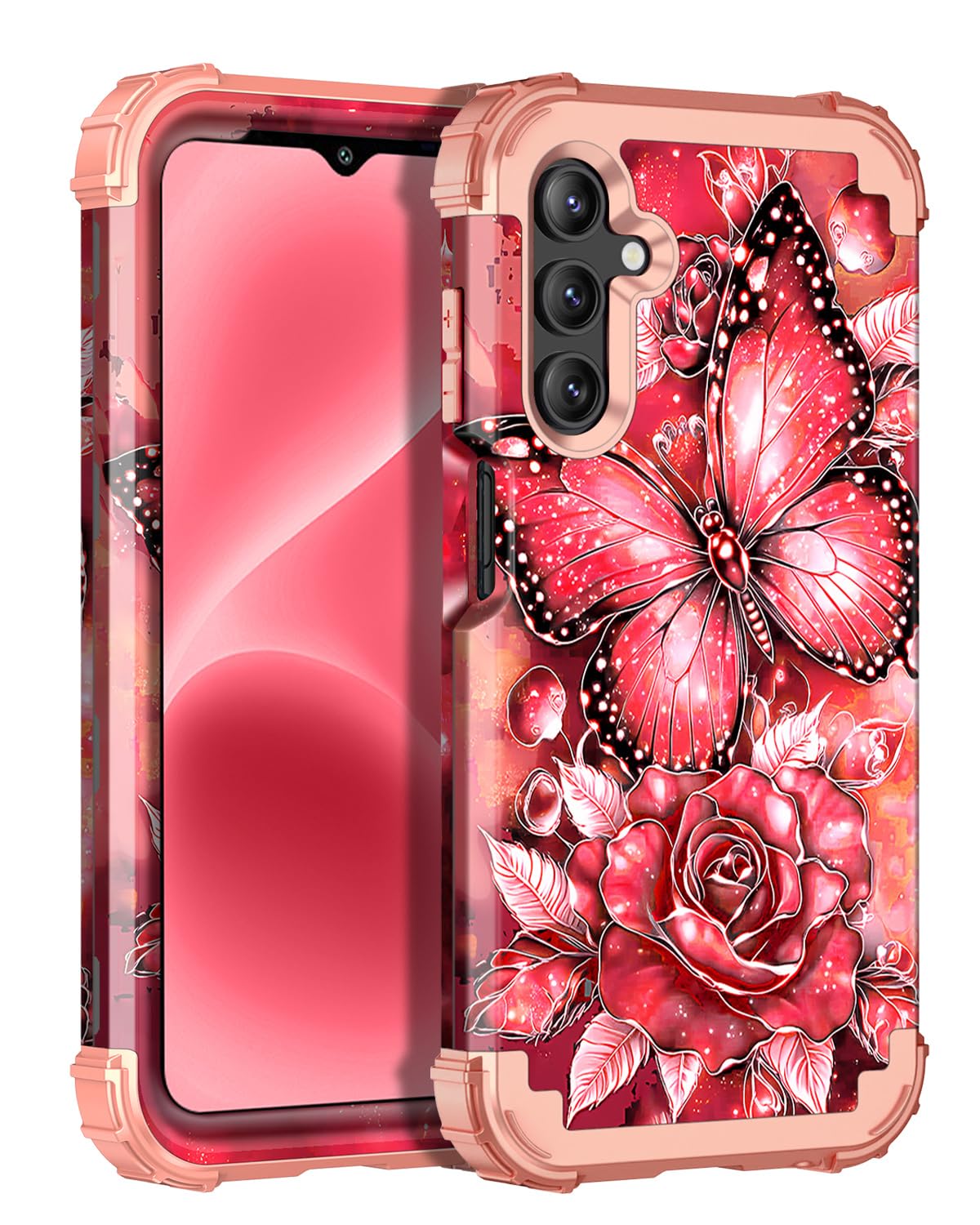 Miqala for Galaxy A15 5G Case,Glow in The Dark Three Layer Heavy Duty Shockproof Full Protection Hard Plastic Bumper+Soft Silicone Protective Case for