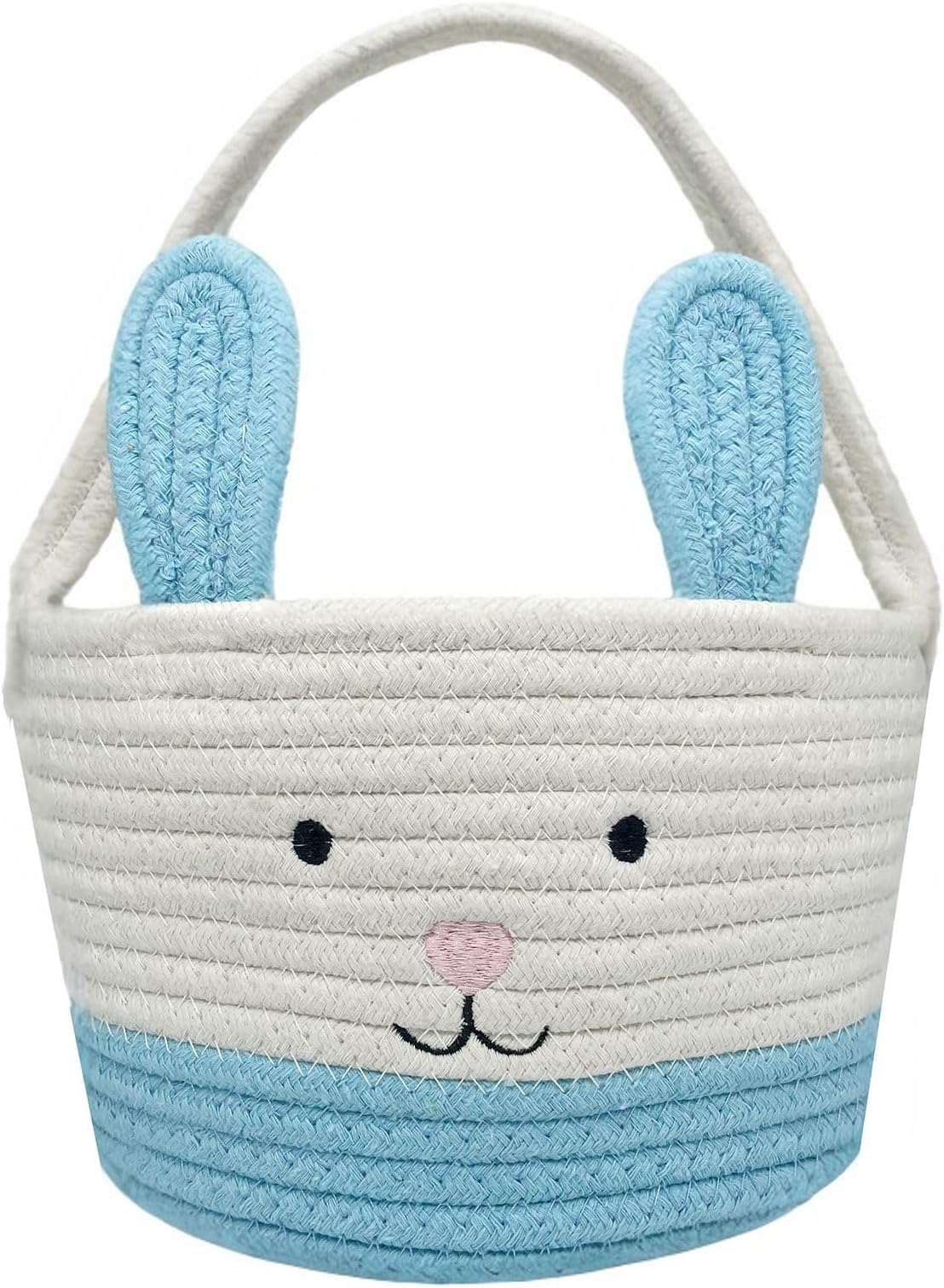 Easter Basket, Easter Bunny Basket with Handle, Easter Baskets for Kids, Baby Gift Basket, Egg Buckets Gifts Tote Bags Egg Hunt Basket for Boys, Girls, Toddler, Babies, Infant (Blue)