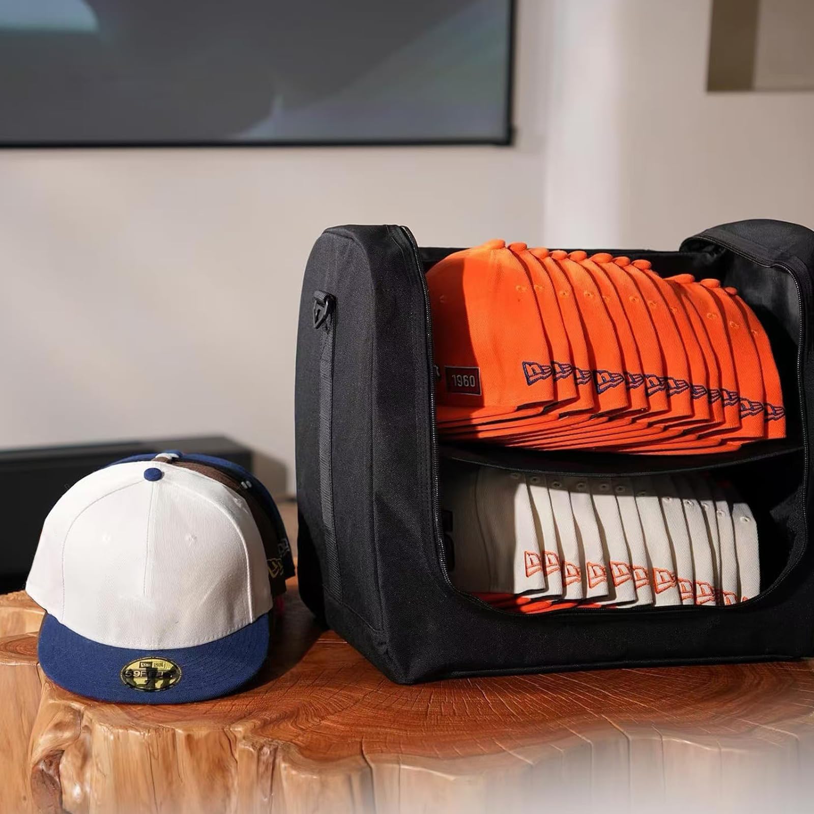 Organizador portátil de dos niveles para gorras, ideal para viajes, impermeable, para accesorios deportivos, gorras de béisbol, bolsa de viaje