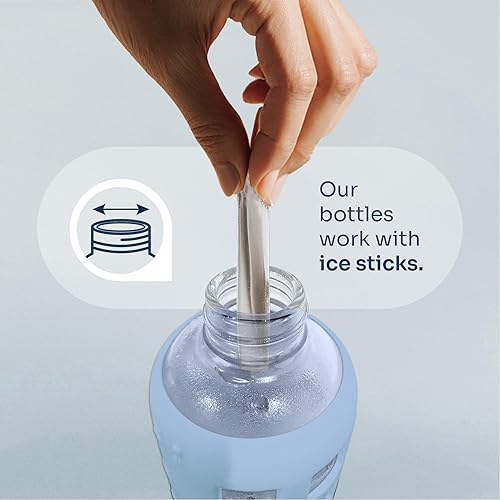 Miniatura 5 de purifyou Botella de agua de vidrio de borosilicato de 40 onzas, 32 onzas, 22 onzas, 12 onzas, con marcadores de tiempo y volumen, funda de silicona,