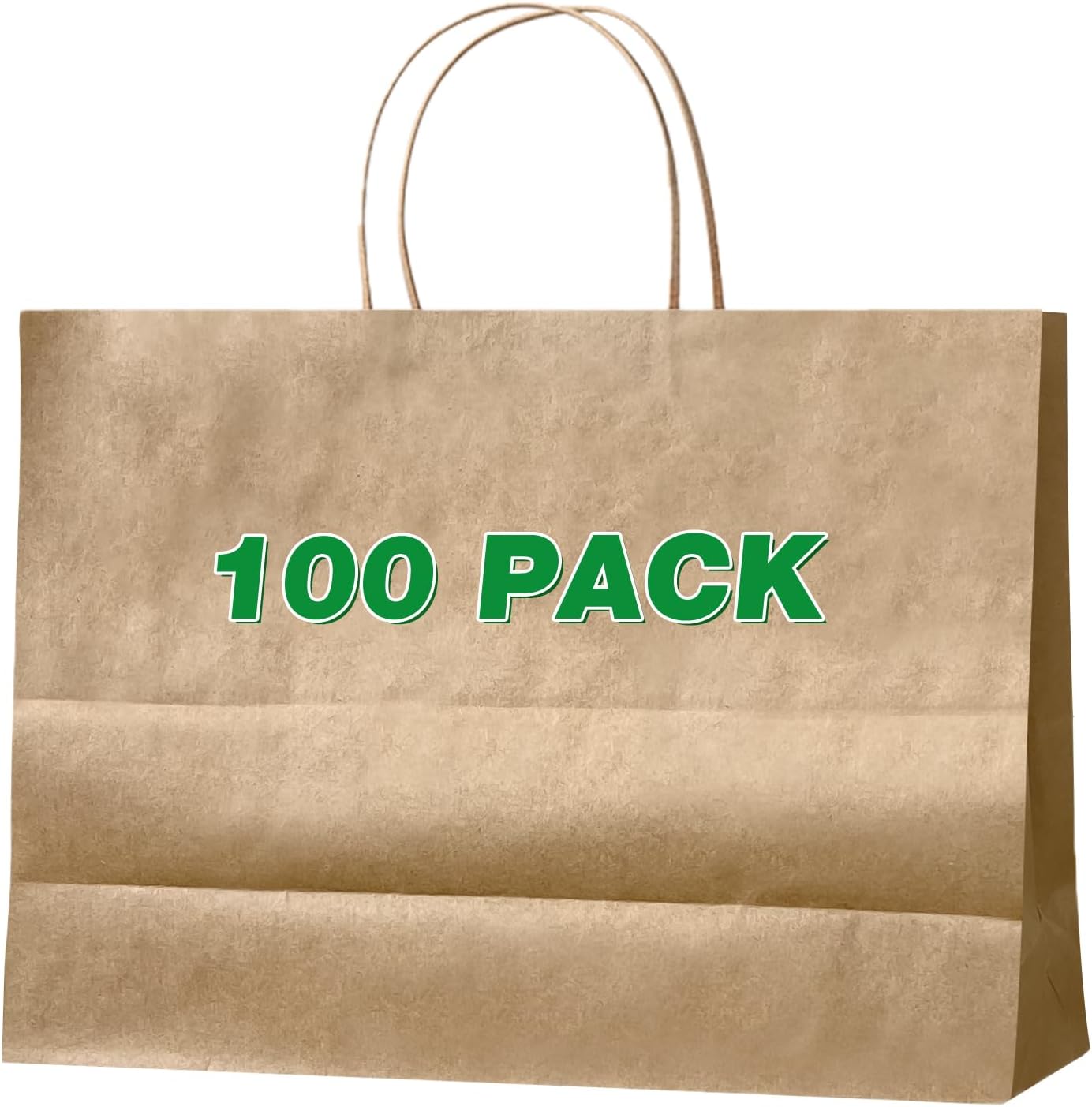 Large Kraft Paper Bags with Handles, Large Brown Paper Gift Bags with Handles, 16x6x12" 100Pcs Larg-e kraft bulk bag, Craft Gift Bag-s for Businesses, Parties, Wedding, Favors, Shopping, Retail, Take Out Sacks