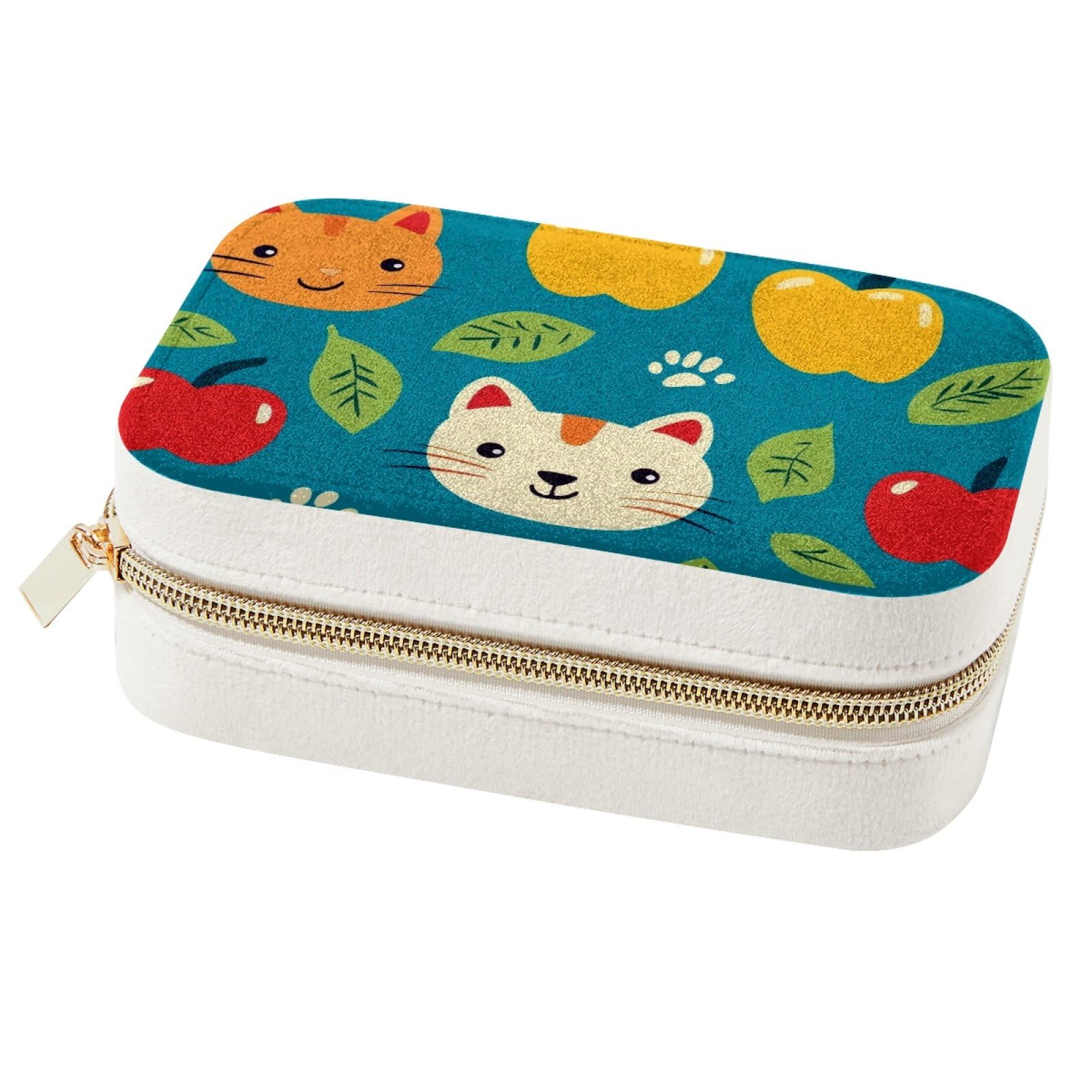 Boîte à bijoux portable contre les colliers emmêlés : rangement bagues motif chat