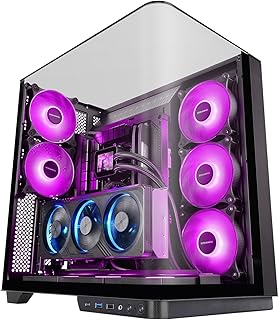 Mars Gaming MC-INFINIO, ATX Gaming Case, Curved Tempered Glass Frameless, 2x ARGB 120mm Fans, Vertical Mounting Graphics C…