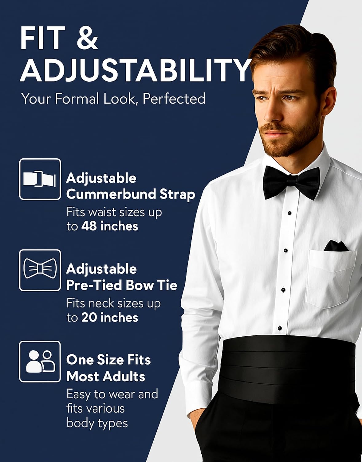 Men's Formal Satin Adjustable Cummerbund