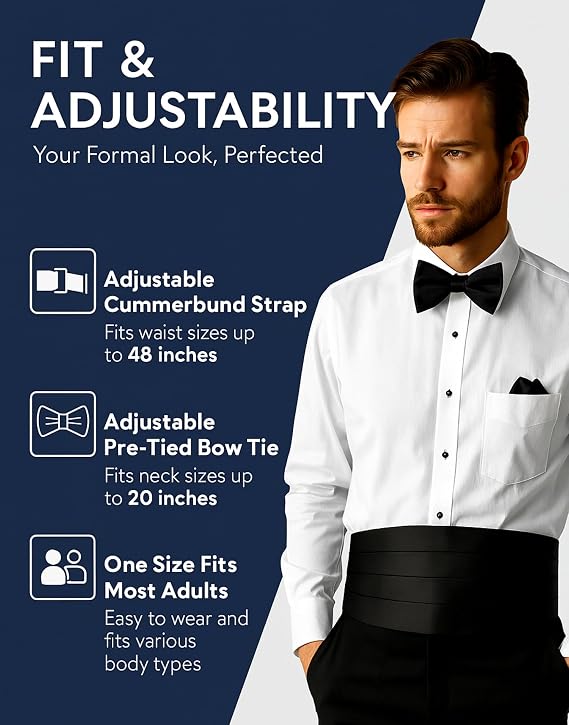 Men's Formal Satin Adjustable Cummerbund
