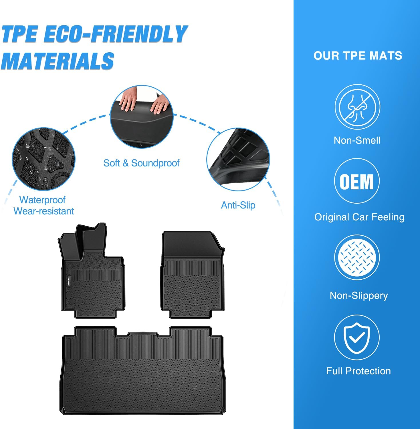Nilight Floor Mats for Tesla Cybertruck Cyber Truck 2023 2024 2025 2026 All Weather Custom Fit Heavy Duty Floor Liners