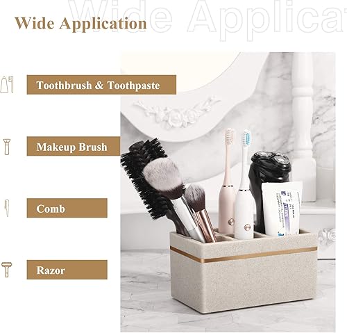 Miniatura 12 de Shinowa Soporte para cepillos de dientes de resina, 5 ranuras higiénico para cepillos de dientes, organizador de almacenamiento para cepillo de F