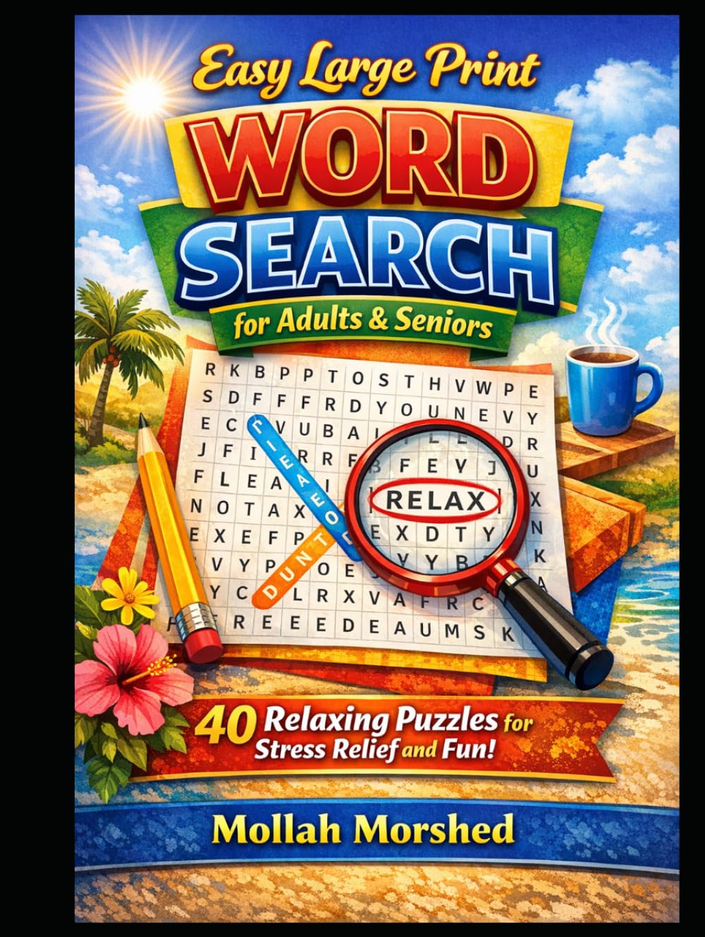 Easy Large Print Word Search for Adults & Seniors: 40 Relaxing Puzzles for Stress Relief and Fun