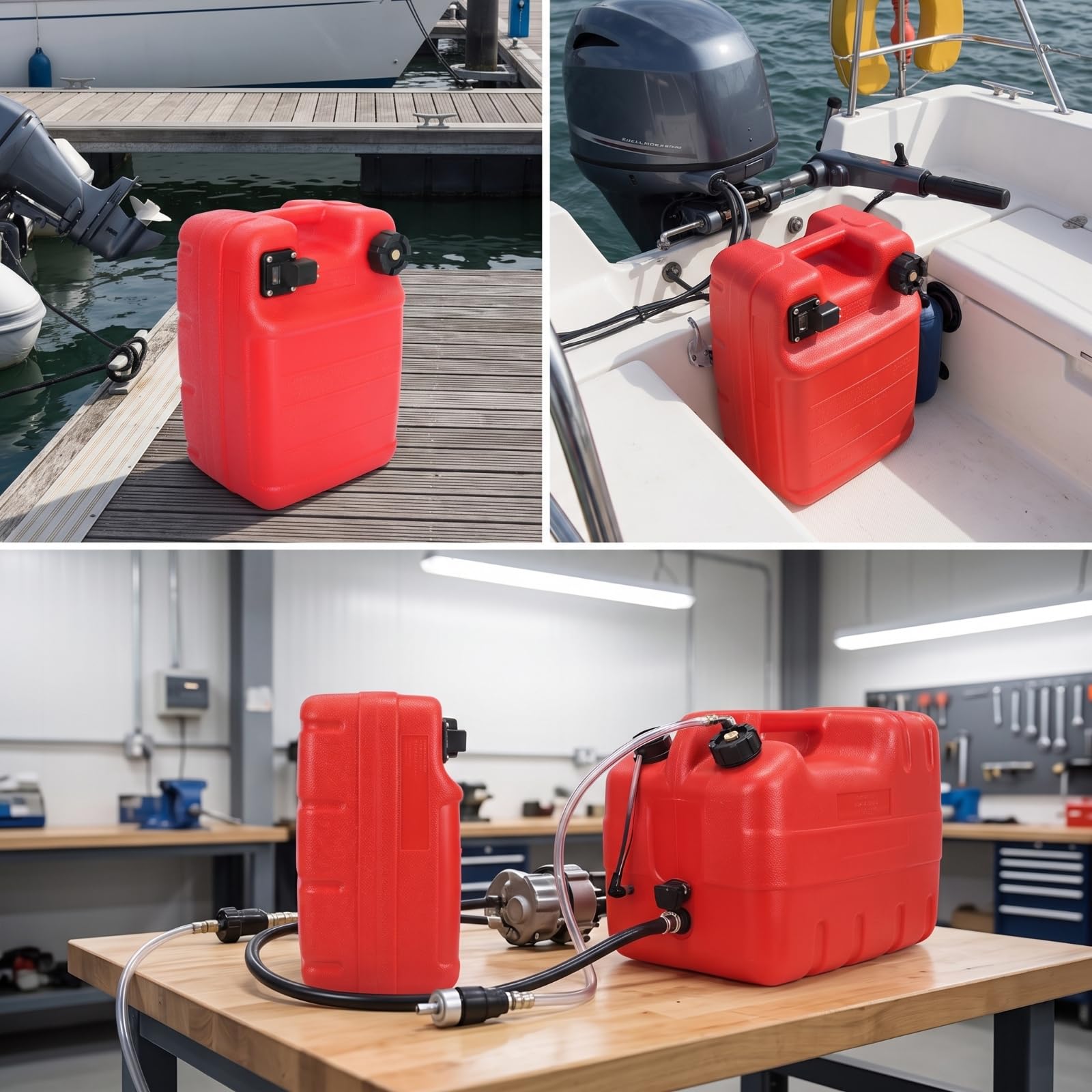 Serbatoio Carburante Fuoribordo Rigido Serbatoio Carburante con Adattatore Resistente Corrosione per Diportisti, Pescatori, Barca , 24 Litri