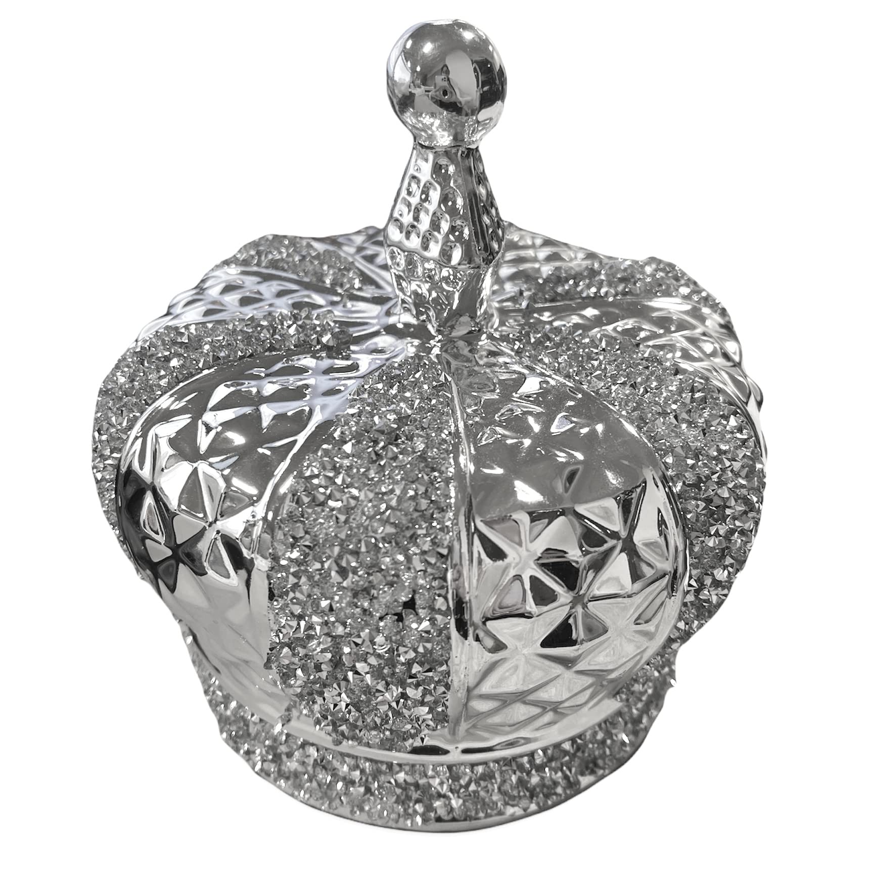 Touch of Venetian SILVER SPARKLY CROWN KING QUEEN PRINCESS CRUSHED DIAMOND DECORATION FIGURINE CHROME EFFECT ORNAMENT BLING UK