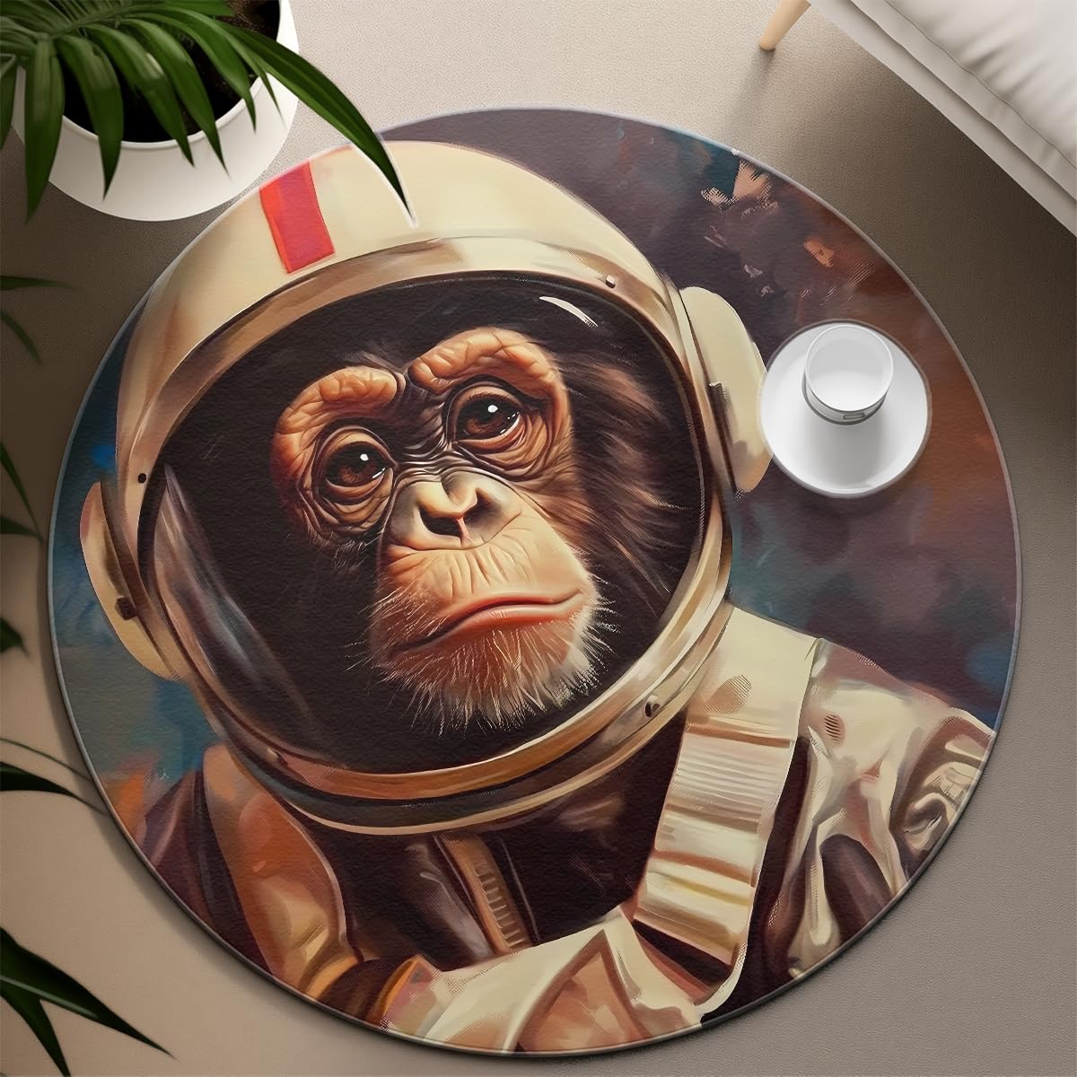 Małpa astronauta okrągły dywan 180 cm okrągły) kreskówka zwierzę antypoślizgowy dywan można prać w pralce do pokoju dziecięcego pod stołem jadalnym przy łóżku przedpokój