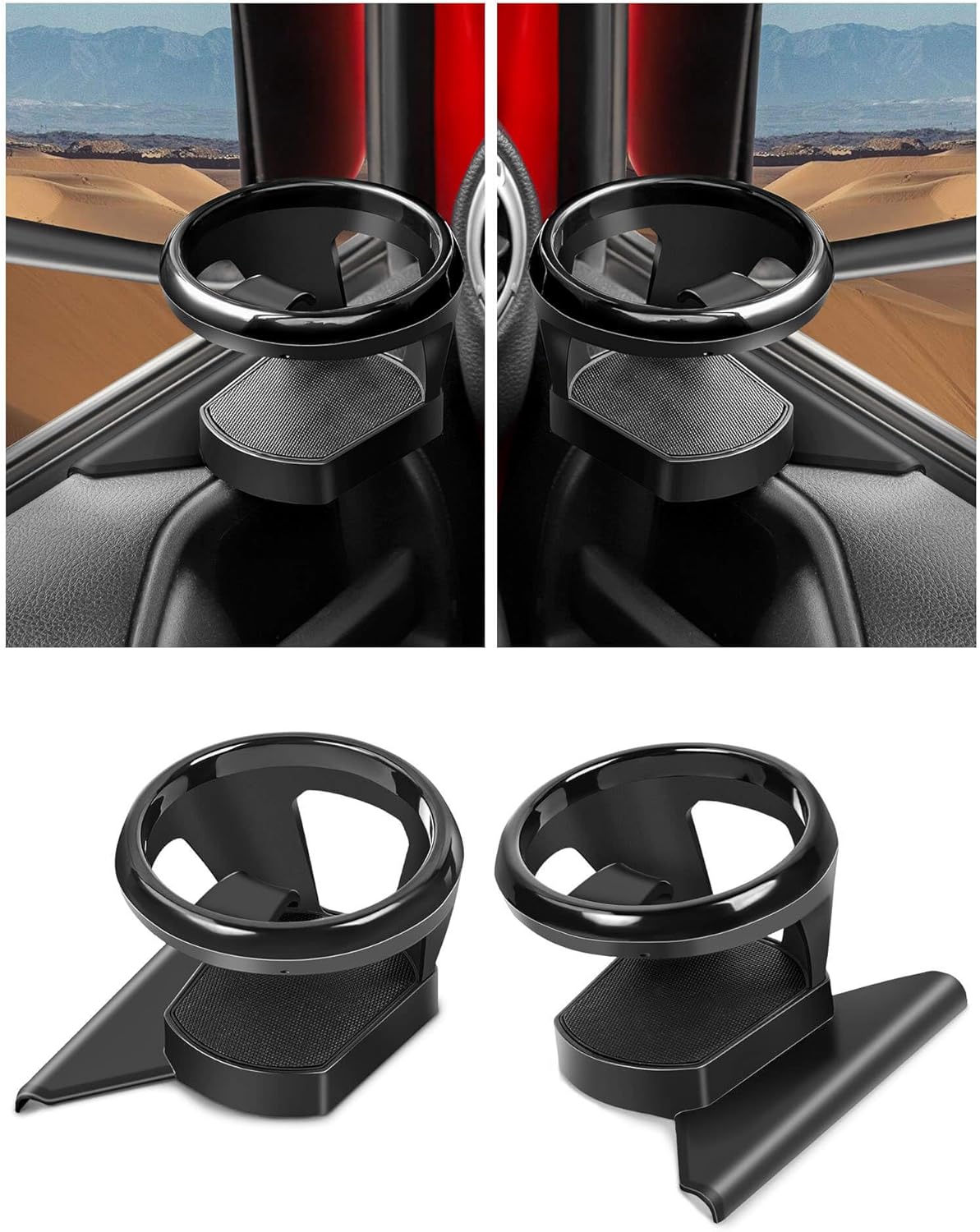 Savadicar Front Door Cup Holder Compatible with 2011-2018 Jeep Wrangler JK JKU, Supports Cup & Bottles Up to 30 oz Size, Extension Accessories for Jeep Door, 2 PCs