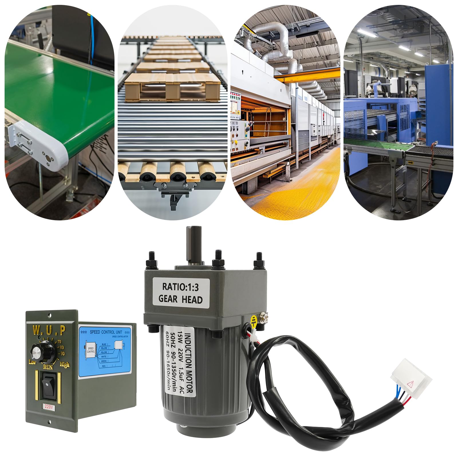 Kit motoriduttore, motoriduttore con regolatore di velocità variabile, 15 W, AC 220 V, motore elettrico reversibile