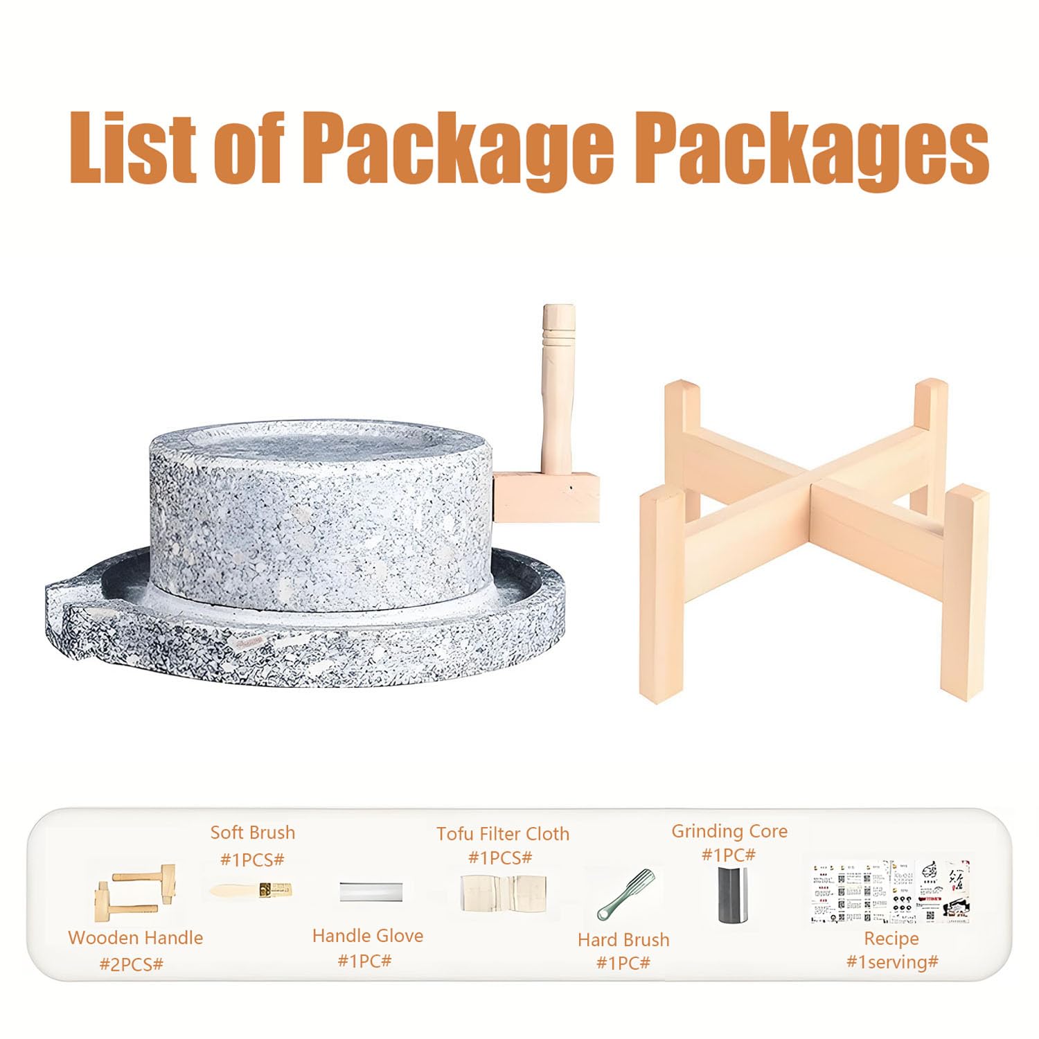 Yinian Domestico Mulino in Pietra,A Secco/A Umido Macinino,Mulino per Cereali,Spice Grinder Manual,Mulino Macinatore per Grano, Fagioli E Orzo (9.8inx13.7in) con Cornice in Legno(Size:35cm)