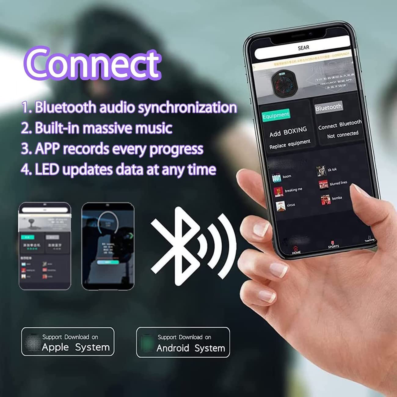 Bersaglio da Boxe a Parete elettronico con Musica e LED, Macchina da Boxe Musicale Bluetooth a Parete con guantoni Inclusi, per Allenamento di Bambini e Adulti